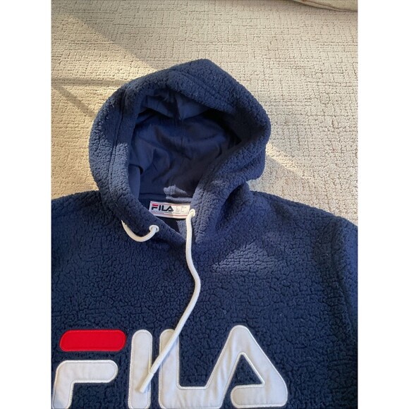Fila Women's Navy Blue Caroline Sherpa Fleece Hoodie Pullover (Size L).EUC - Picture 2 of 11